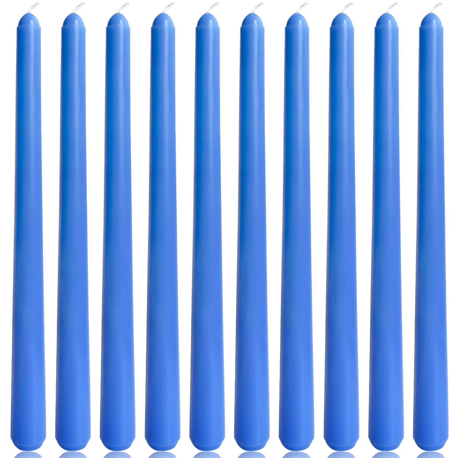 Photo 1 of 10 Inch Blue Taper Candles for Religious and Spiritual Settings, 10 Pack Unscented Candlesticks for Holiday, Seasonal Celebration and Home Decoration