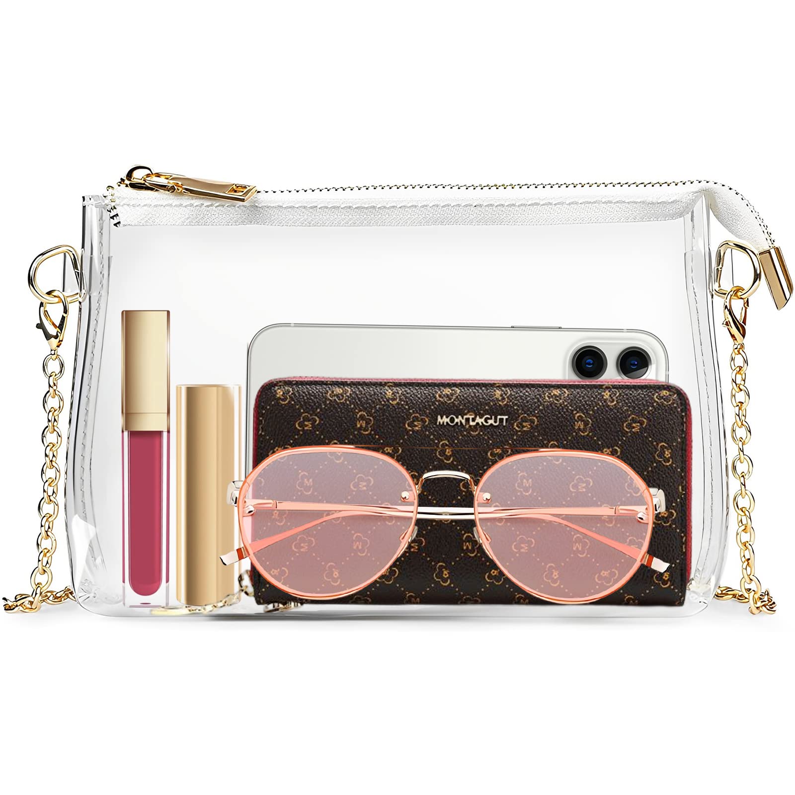 Photo 1 of Ginogento Clear Bag for Stadium Events,Small Clear Purse,Crossbody Bag with Zipper for Concerts,Sports Events
