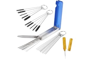 4 Pieces Carburetors Carbon Dirt Jet Remove Cleaner Tool Kit, 13 Cleaner Wires Tool, 10 Nylon Brushes, 10 Cleaning Needles, S
