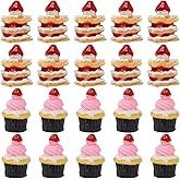 Honbay 20PCS Sweet Strawberry Cake Flatback Resin Charms - 2 Styles