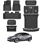 WEIZE Tesla Model Y Juniper Floor Mats 2025 2026, 11 PCS Full Set All Weather Non-Slip Floor Mats & Cargo Liners, Black Car Mats for Tesla Interior Accessories