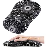 Laokiiy Mouse Pad Wrist Support, Ergonomic Mouse Pad with Wrist Rest, Comfortable Computer Mouse Pad for Laptop, Pain Relief Mousepad with Non-Slip PU Base Sun Moon
