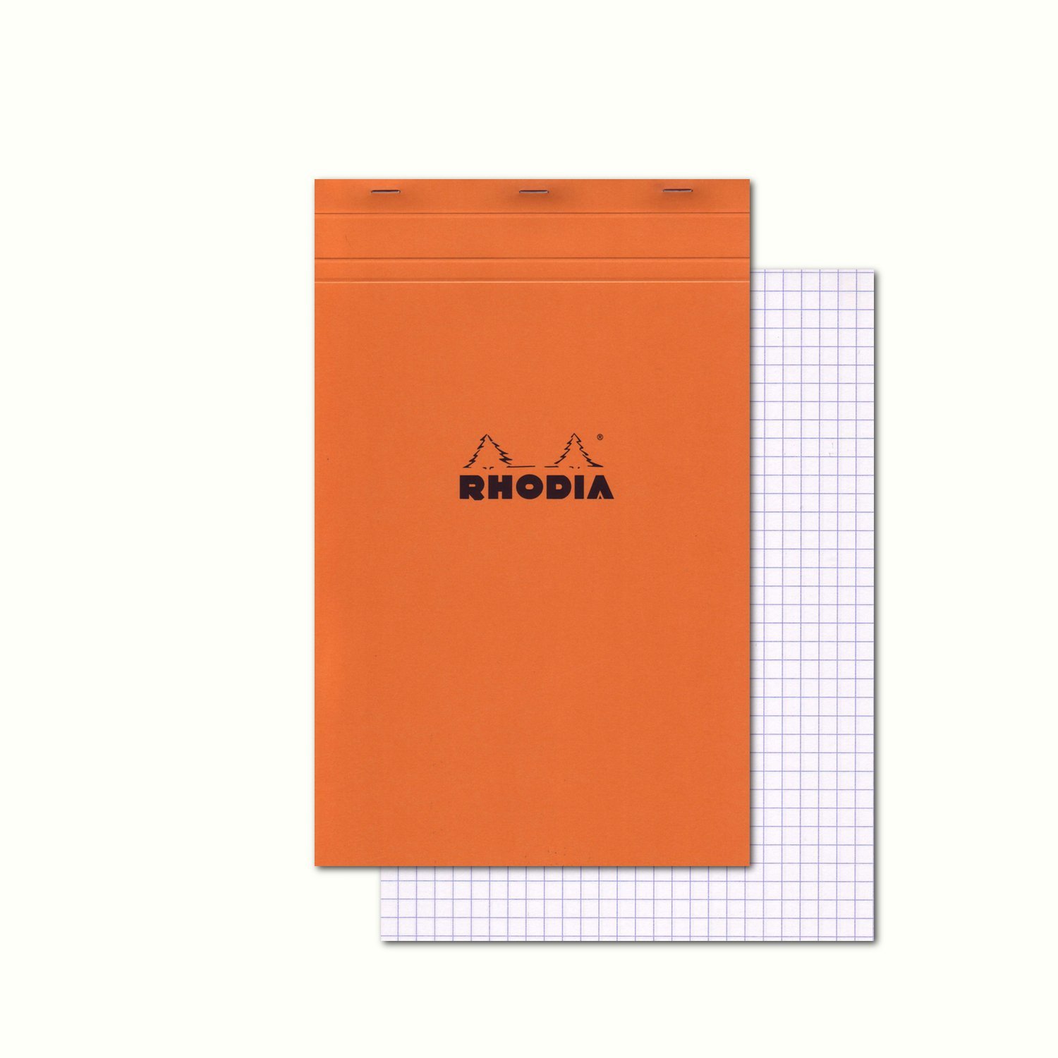 RHODIA 19200C - Stapled Notepad N°19 Orange - A4+ - Small Squares - 80 Detachable Sheets - 80G Clairefontaine Paper - Soft, Resistant and Waterproof Coated Card Cover - Basics