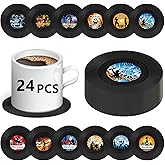 24 PCS Retro Decor Vinyl Record Coasters Music Gift ,Bars、Birthdays, Parties for Music Lovers Colorful Coaste,Apartment Decor Housewarming and Wedding Decorations Gifts Ideas (24 PCS Record Coasters)