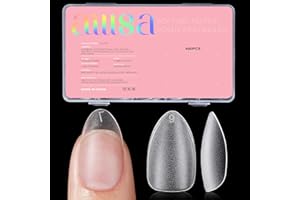 AILLSA Short Almond Nail Tips 450PCS Acrylic Gel Double-sided Matte Clear Pre-Buff Gel Nail Tips No Need Base Coat Press on Nails Tips for Extension 15 Sizes
