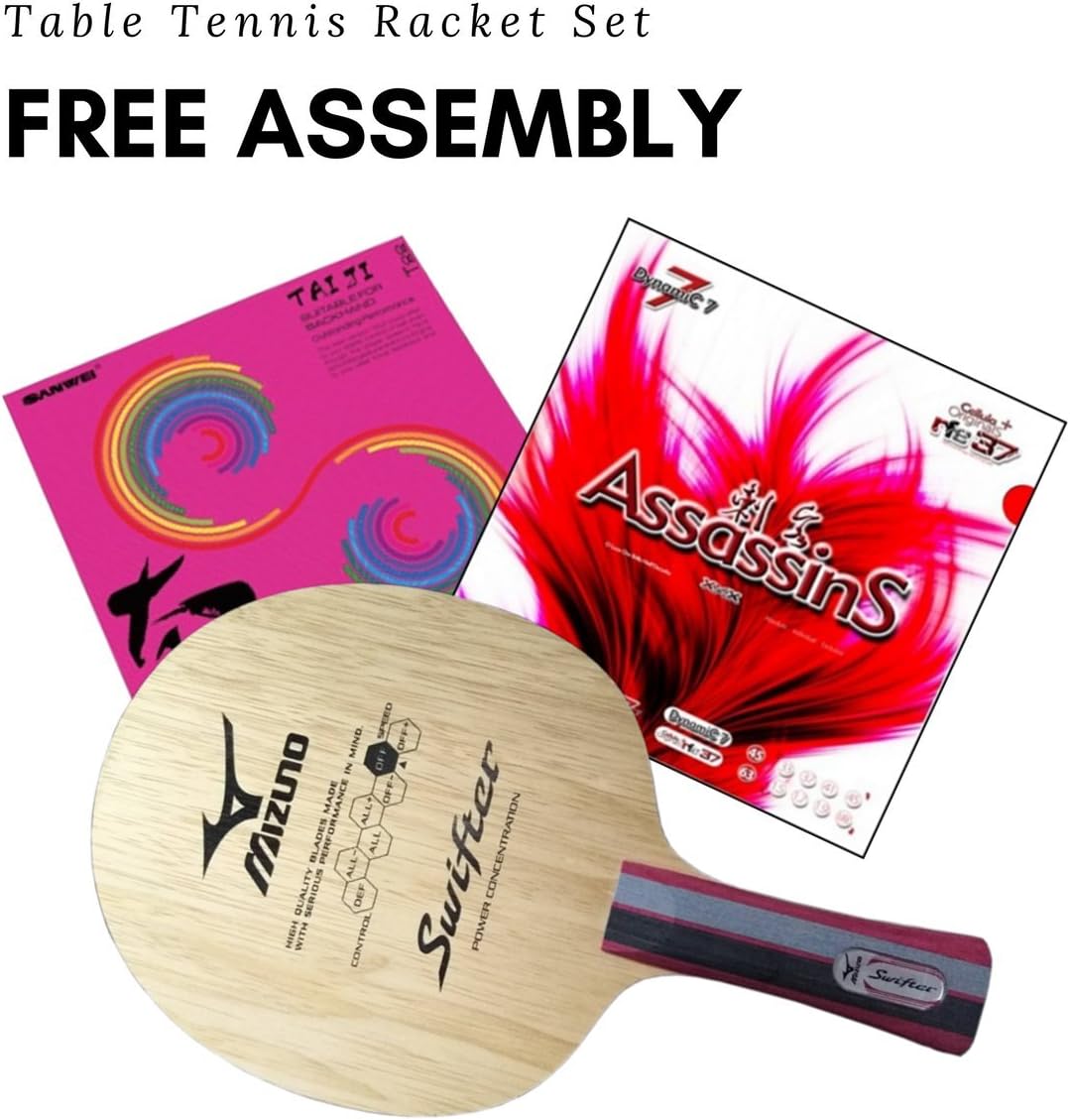 Racket Mizuno Swifter + Air Assasin Rubber + Sanwei Taiji Plus Rubber
