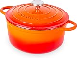 Nuovva Enamelled Cast Iron Dutch Oven 5 Quart Orange 24cm with Lid