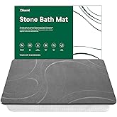 XMarrat Stone Bath Mat, Diatomaceous Earth Bath Mat, Super Absorbent Quick Drying Stone Bath Mats for Bathroom, Non-Slip Bath Stone Mat, Natural Stone Shower Mat, Easy to Clean(23.6 x 15.4 Dark Grey)