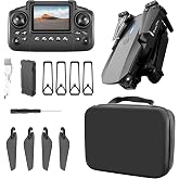 ikaufen E88 Drone with Built-in screen control, Camera for Adults RC Drone With 720P HD Dual Camera WiFi FPV Foldable Quadcopter Aircraft +1 Battery (E88 Dual camera Black)