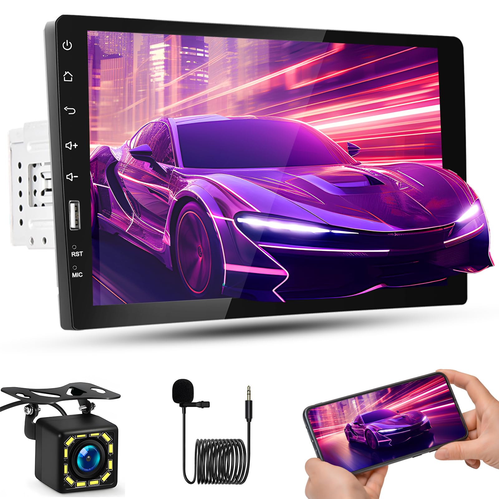 Photo 1 of **broken on the screen**Inefala 9 Inch Single Din Car Stereo with Mirror Link for Android/iOS, IPS Touch Screen Car Stereo Radio Support Bluetooth Handsfree FM Radio EQ USB SWC Backup Camera