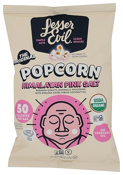 LESSEREVIL ORGANIC HIMALAYAN PINK SALT POPCORN, 0.46 OZ