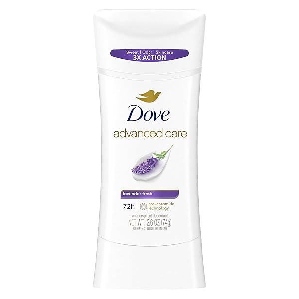 DOVE ADVANCED CARE ANTIPERSPIRANT DEODORANT STICK LAVENDER FRESH FOR HELPING REPAIR SKIN BARRIER AFTER SHAVING, WITH 72-HOUR SWEAT & ODOR PROTECTION, 2.6 OZ