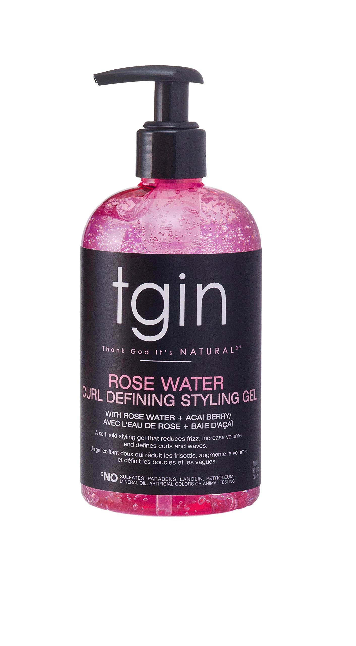 tgin Rose Water Curl Defining Styling Gel – Lightweight Hair Gel for Soft, Defined Curls – Curly Hair Products for Frizz Reduction & Volume Boost – No Buildup, Flake-Control Formula – 13 Oz