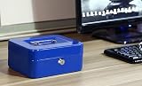 Parrency Cash Box with Money Tray Blue 7.87 x 6.89 x 3.70 Key Lock view 7