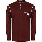 BOCOMAL FR Shirts for Men 5.5oz Lightweight Long Sleeve Work Henley Fire Resistant Shirt CAT2