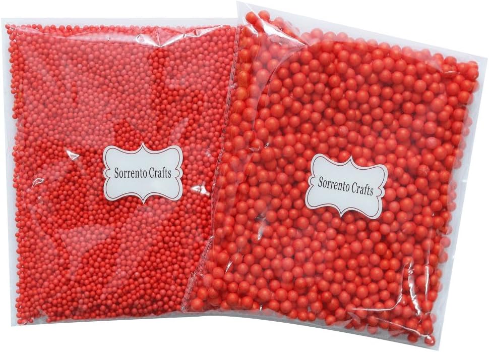Mini Styrofoam Foam Balls Decorative Slime Ball with Fruit Slice DIY Wedding Party School Home Decoration 2packs (red 2)