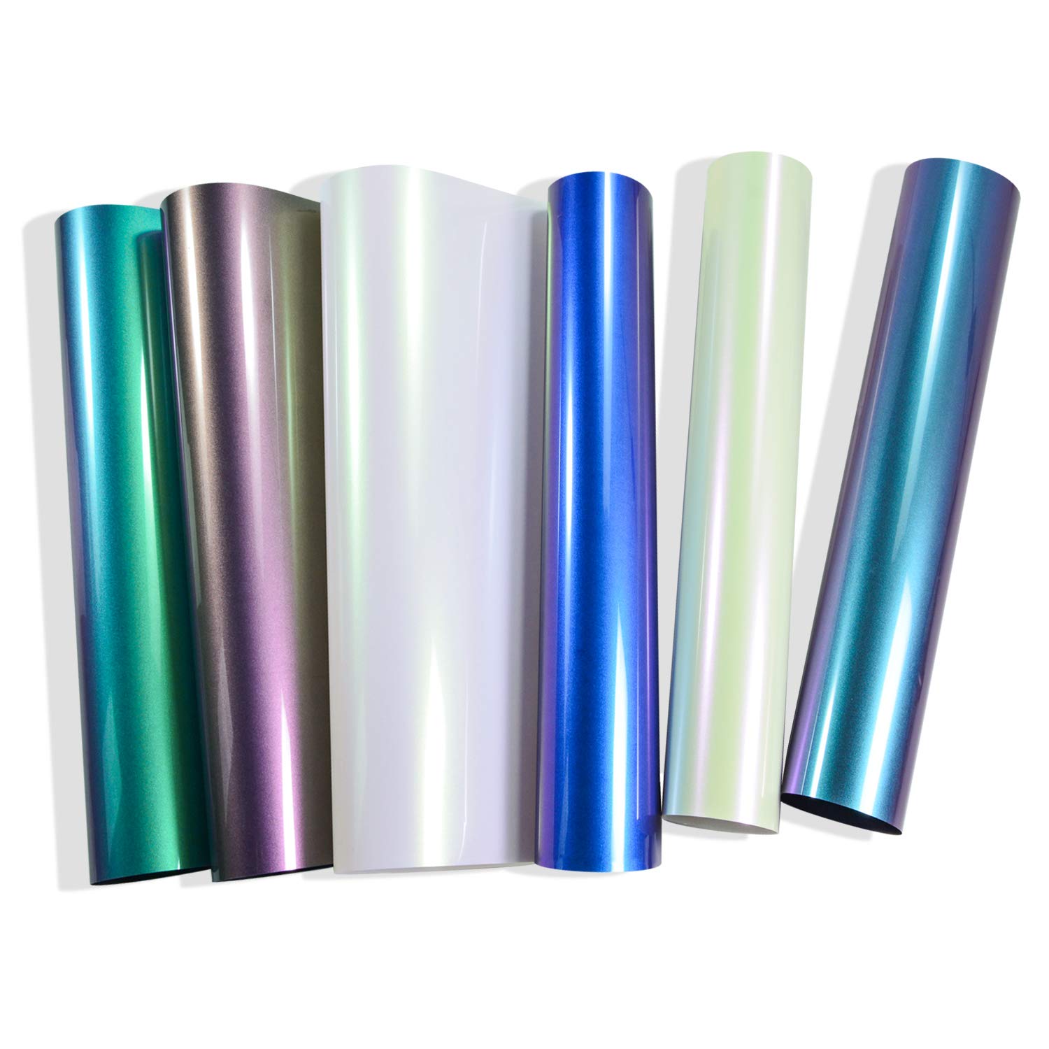 VINYL FROG Heat Transfer Vinyl HTV 6 Sheets New Chameleon Pack 30.5x30.5cm Iron On Vinyl for Cameo 6 Assorted Gradient Change Color HTV Bundle for Fabric