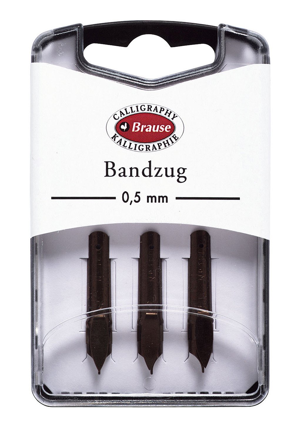 Brause 318005B - Calligraphy nibs for pen holder - Box of 3 metal Bandzug nibs - Size 0.5 mm - Manufactuered in Germany - Drawing - Writing - Creative Tools — image 1