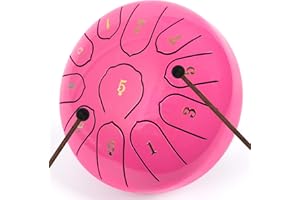 LOMUTY Steel Tongue Drum 6 Inch 11 Notes,Rain Drum for Outside Garden,C Major Tongue Drum Rain Chime Outside for Meditation Y