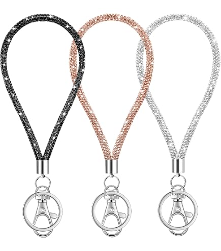 PATIKIL Crystal Lanyard Keychain – Bling Wristlet Strap For ID Badge, Keys, Cards In White - View #7