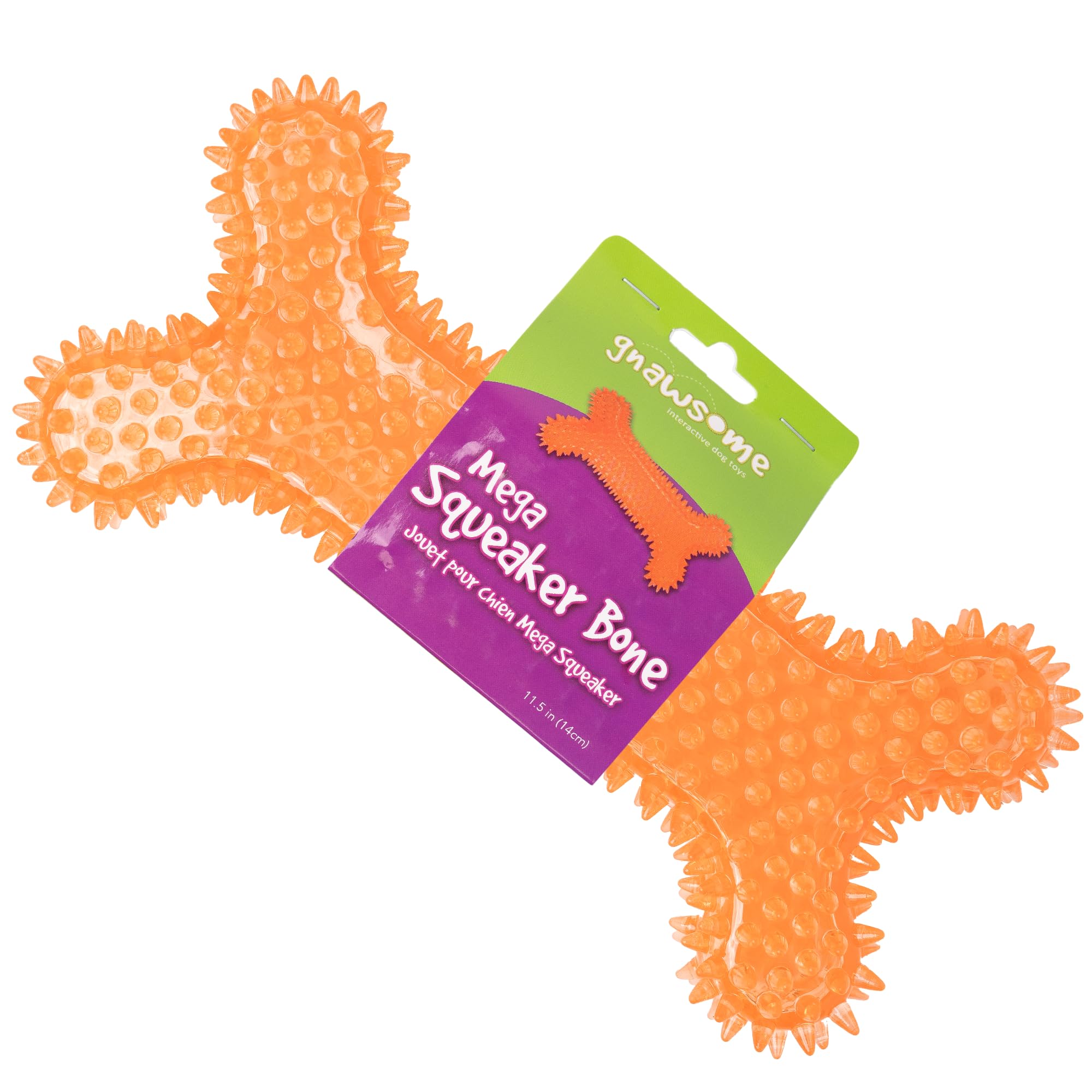 Photo 1 of Gnawsome Dog Toys - Mega Squeaker Bone - Dental & Gum Wellness - Stimulating Fun - Hidden Squeaker - Durable for Heavy Chewers - 100% BPA-Free - Assorted Colors