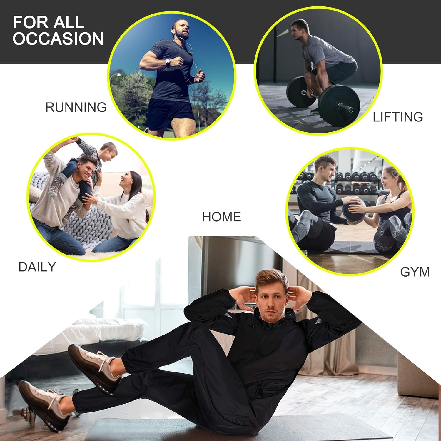 Junlan Sauna Suit for Men Sweat Jacket for Men Sweat Sauna Pants Gym Workout Sweat Suit : Sports & Outdoors