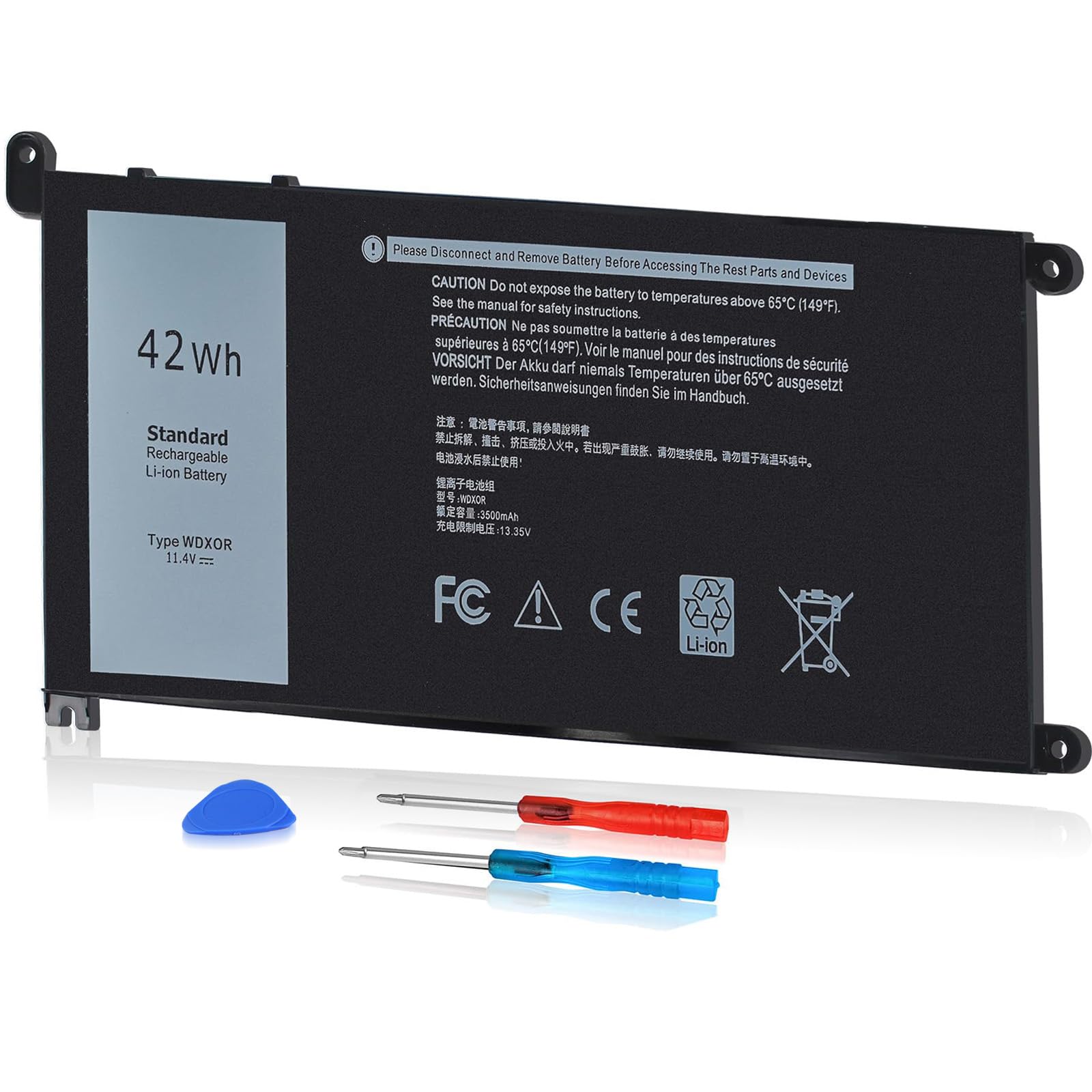 42Wh WDX0R WDXOR 11.4V Battery for Dell Inspiron 13 7375 7368 7378 5368 5378 5379 P69G 15 7573 7579 7560 7570 7569 5570 5567 5565 5568 5578 5579 5575 17 5765 5767 5770 5775 P58F P66F P75F FW8KR CYMGM