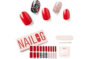 NAILOG Semi Cured Gel Nail Strips (20 Extra Long Stickers/Wraps) | Buy 2 Get 1 UV Lamp| Glossy & Long Lasting Soft Gel Finishing, Dazzling Night