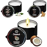 Sariiraw 3 Pack Low Temperature Massage Candle Set, Soy Wax Melts into Nourishing Skin Oil with Jojoba & Shea Butter, for Home Spa & Relaxation, 2.35 oz - 3 Scents