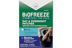 Biofreeze Day & Overnight Pain Relief Patches, Menthol Pain Patches for Arthritis & Muscle Pain Relief, Comfortable & Flexible Fabric Stays in Place, FSA/HSA Eligible, 9 Patches (6 Day, 3 Night)
