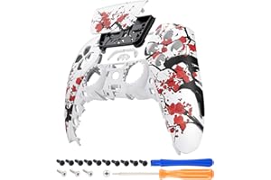 eXtremeRate Winter Blossom Front Housing Shell with Touchpad Compatible with p s 5 Controller BDM-010 020 030 040 050, DIY Replacement Shell Custom Touch Pad Cover Compatible with p s 5 Controller