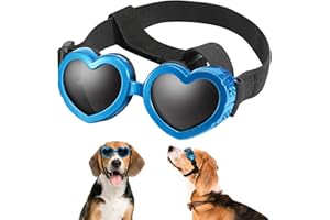 APOSU Dog Sunglasses Small Breed Goggles UV Protection with Adjustable Strap Doggy Heart Shape Anti-Fog Sunglasses Eye Wear Protection for Puppy Sun Glasses Doggie Windproof Glasses (Blue)