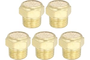 PATIKIL Brass Pneumatic Exhaust Muffler 1/8" NPT 5 Pcs Flat Sintered Air Breather Vent Filter Solenoid Valve Noise Reducer Fi