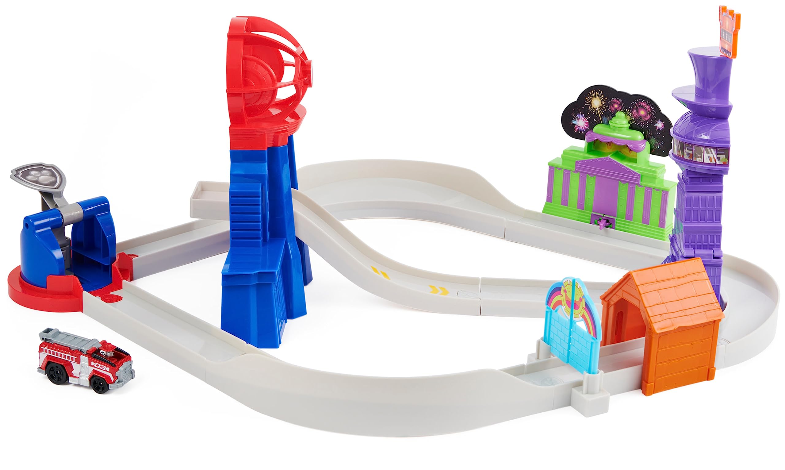 PAW Patrol, True Metal Total City Rescue Movie Track Set with Exclusive Marshall Vehicle, 1:55 Scale, Kids’ Toys for Ages 3 and up