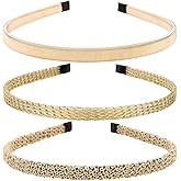 ANBALA 3 Pack Fashion Gold Thin Headbands, Metal Hair Bands for Women's Hair Accessories