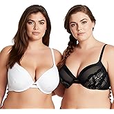 Curve Muse Women's Plus Size Push Up Add 1 Cup Underwire Perfect Shape Lace Bra