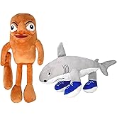 SEIUGDEF 2-Pack Italian Brainrot Plush Toys, Tralalero Tralala and Tung Tung Sahur Stuffed Figures, Big Soft Meme Stuffed Animals Toys for Desk Decor, Absurdist Collectible Gift Set