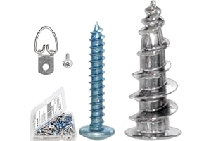 Ansoon Self-Drilling Hollow Metal Stud Wall Anchors with Screw Kit for Drywall Heavy Duty, -25 Heavy Duty Wall Anchor, 25 Tapping Mount Screws, 6 D Ring Picture Hangers