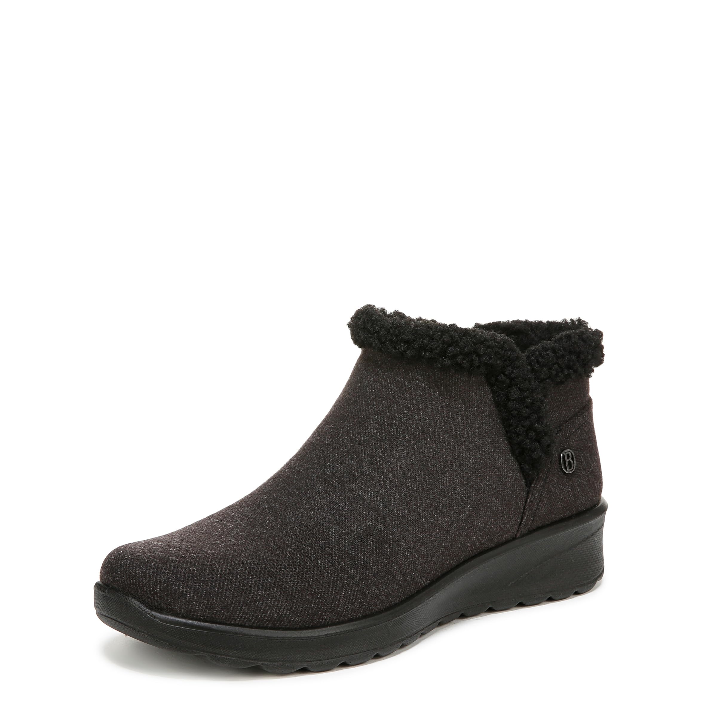 LifeStride Women’s Greeting Fleece Ankle Bootie Ankle Boot Black Twill Fabric 8.5 W