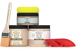 Retique It Wood Finish Front Door Kit – GO Beyond Faux Wood with Paintable Liquid Wood Based Primer and Gel Stain - Graining Tools Included (2X 16oz, Pickled Oak)