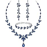 Wedding Jewelry Sets for Bride Bridesmaid Bridal Jewelry Set for Women Wedding Crystal Necklace Earrings Bracelet Set for Party Prom Jewelry