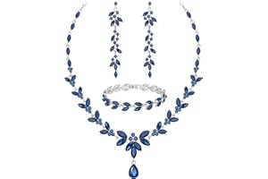 PAXUAN Wedding Jewelry Sets for Bride Bridesmaid Bridal Jewelry Set for Women Wedding Crystal Necklace Earrings Bracelet Set for Party Prom Jewelry