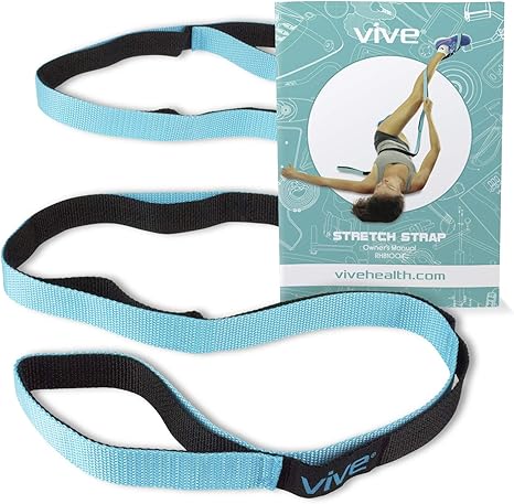 Vive Stretch Strap - Leg Stretch Band to Improve Flexibility - Stretching Out Yoga Strap - Exercise and Physical Therapy Belt for Rehab, Pilates, ...