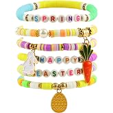 OHOME Easter Basket Stuffers for Teens - 6 Pack Bracelets for Women -Bunny Egg Gifts for Adults Kids Girls - Easter Dresses Outfit Shirts | Bunny Egg Fillers Decorations Decor Party Supplies