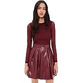 alice + olivia Women's Chara Faux Croc Pleated Party Dress