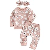 Toddler Baby Girl Fall Winter Clothes Newborn Infant Floral Pullover Sweatshirt T-Shirts+Pants 3PCS Outfits Set