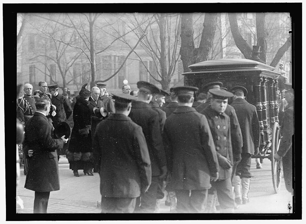 24 x 18 Art Canvas Wrapped Framed Print of Dewey, George. Admiral, U.S.N. Coffin Leaving House 1917 Harris & Ewing 30a