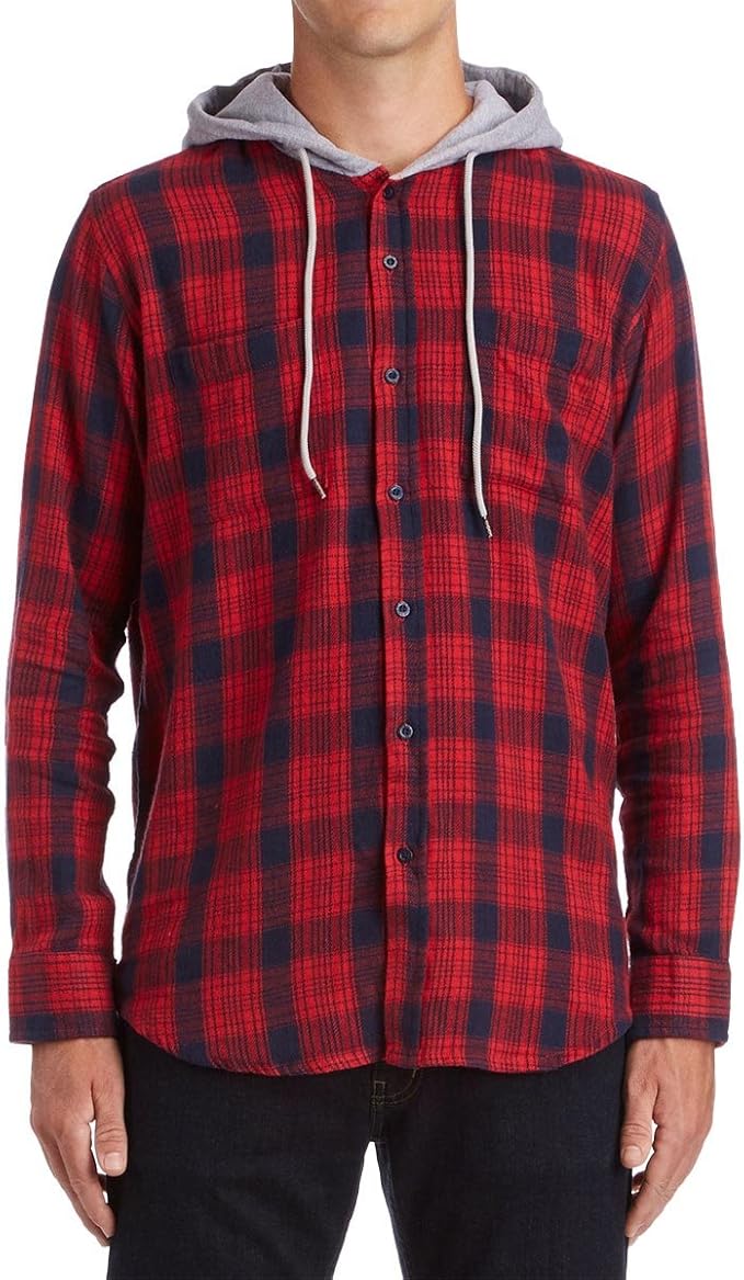 CCS Hooded Flannel Shirt Burnside Red XL at Amazon Men’s Clothing store
