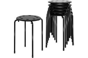 VECELO 6-Piece Stacking Stools, 17.7 Inch Standard Height, Portable Stackable Colorful Decoration Stools for School Classroom and Office Use, Black