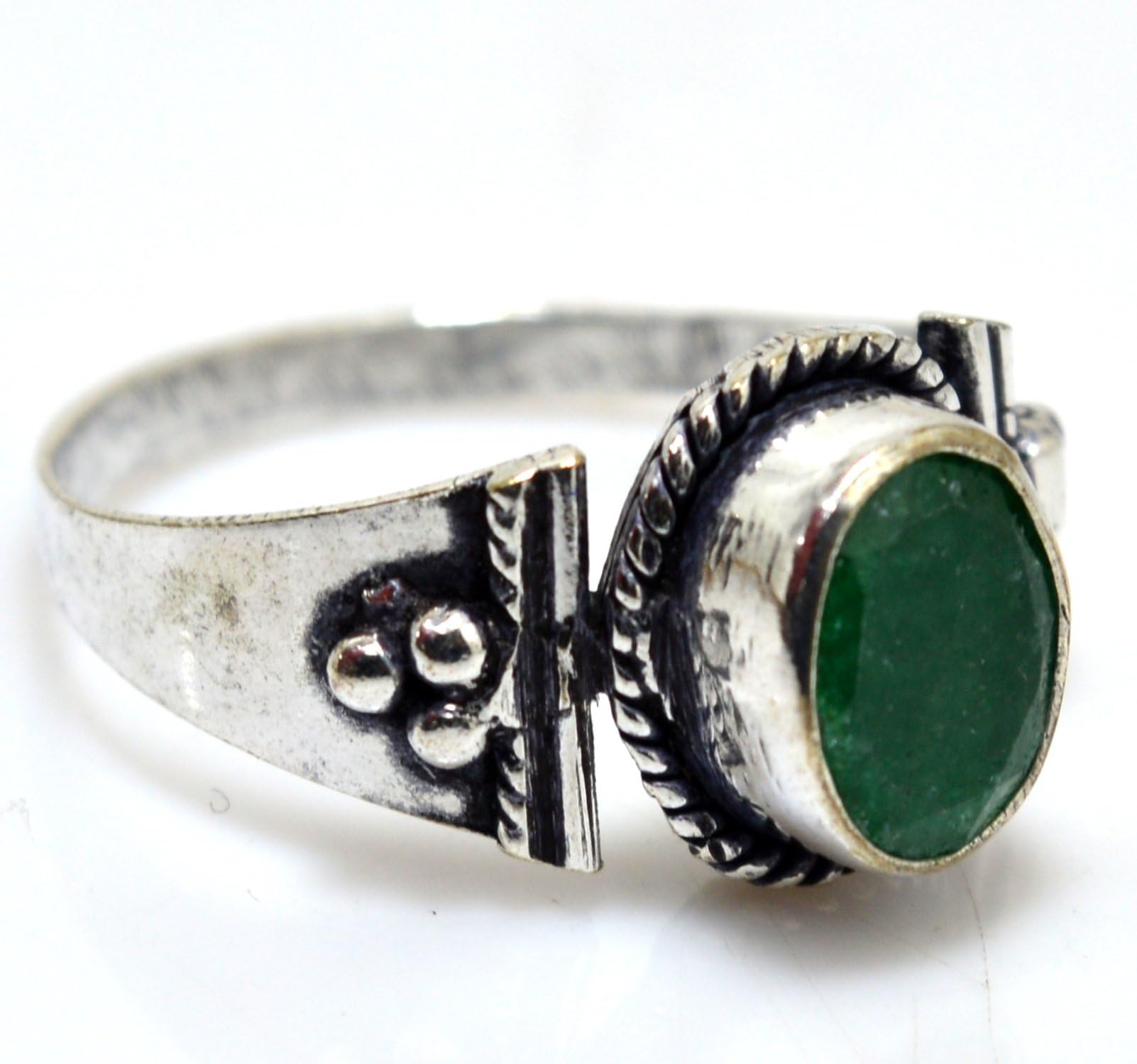 Kala Jewels Sterling Silver Plated Blue Color Stone Natural Lapis Lazuli Ring Size 10 US (Green)